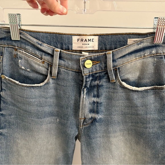 Frame Le High Straight In Surrey Jeans Raw Hem Edge Slit Ankle Size 25 - Picture 16 of 17